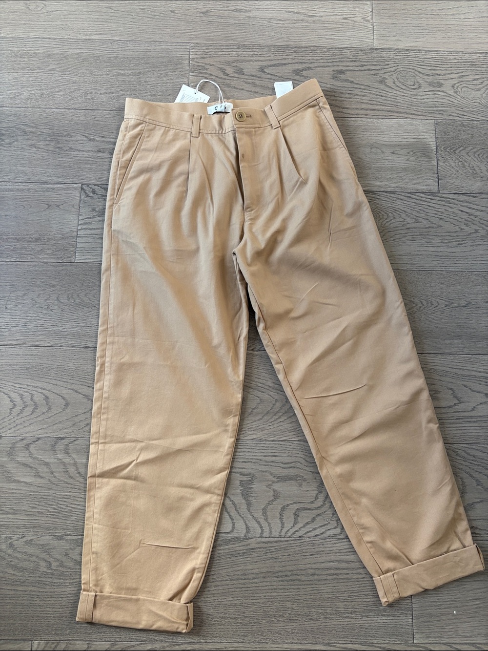 COS Men's Pleated Chinos in Tan